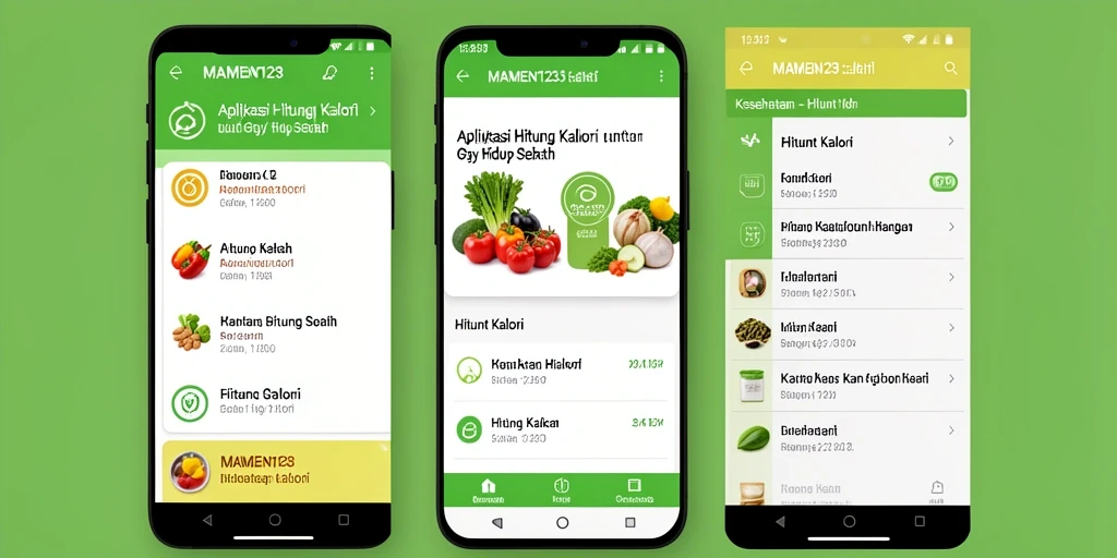 Antarmuka MAMEN123 yang intuitif dengan fitur Hitung Kalori.