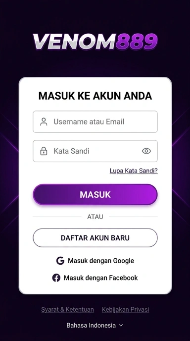 Tampilan halaman login venom889